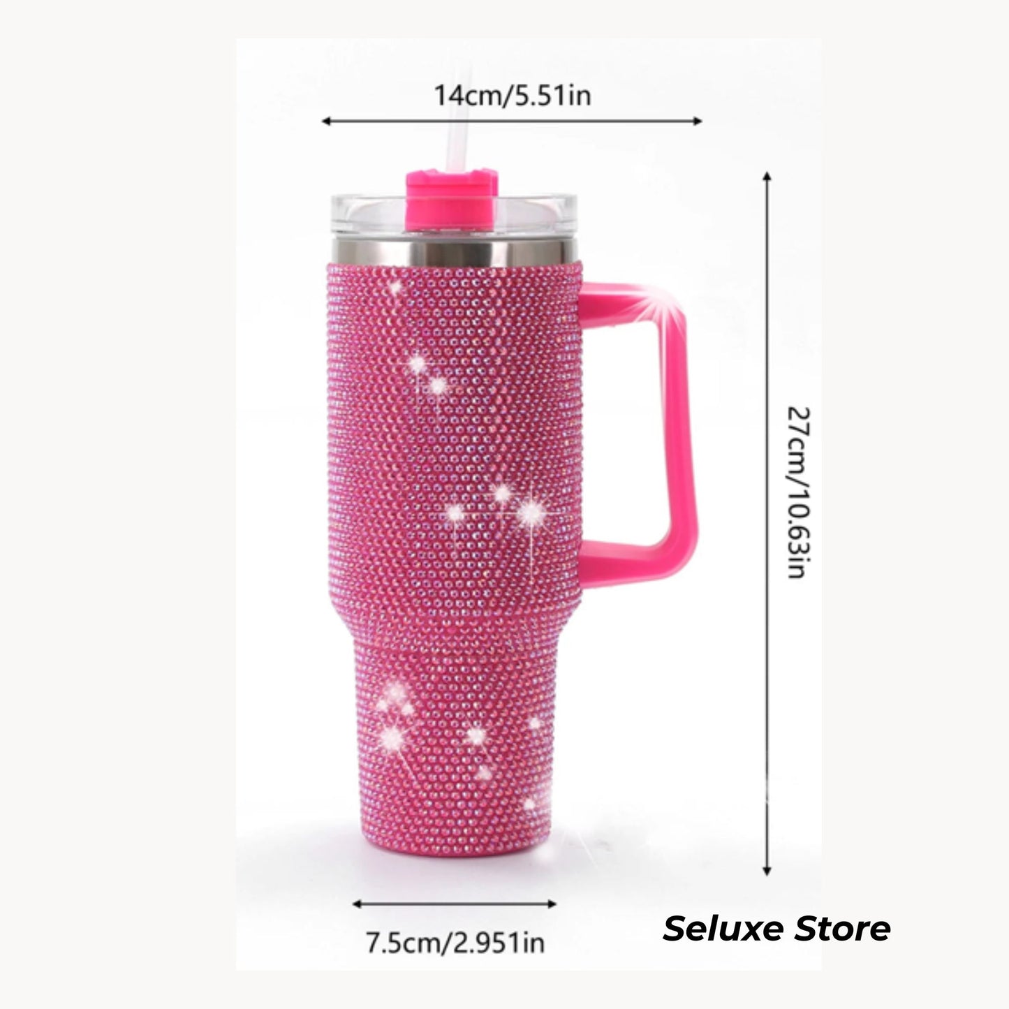 Sparkling Stainless Steel Tumbler with Lid & Handle – 1200ml Double-Wall Insulated Water Bottle, Leakproof & Portable