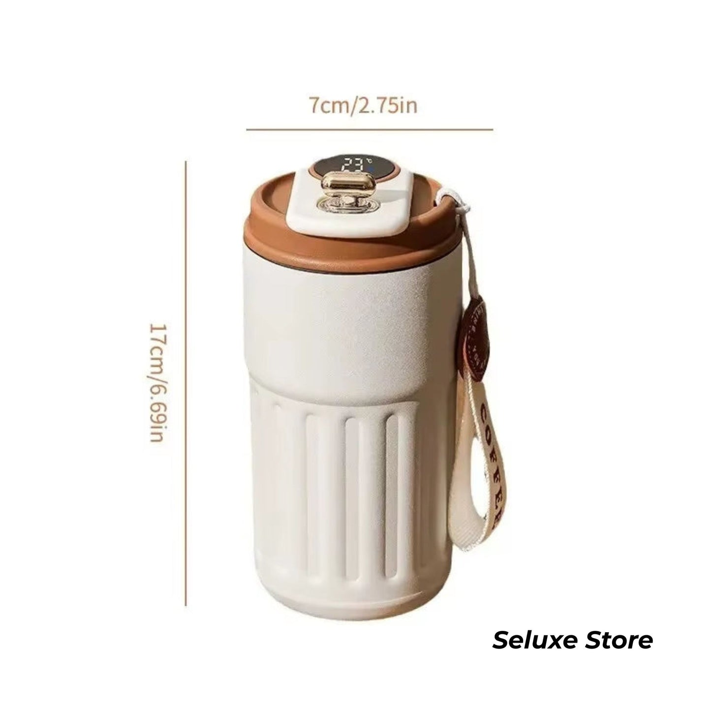 Stainless Steel Insulated Coffee Mug with Temperature Display – 500ml Smart Travel Cup with Leakproof Lid, for Office & Car