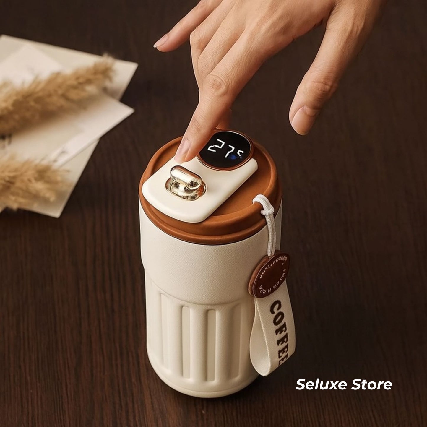 Stainless Steel Insulated Coffee Mug with Temperature Display – 500ml Smart Travel Cup with Leakproof Lid, for Office & Car