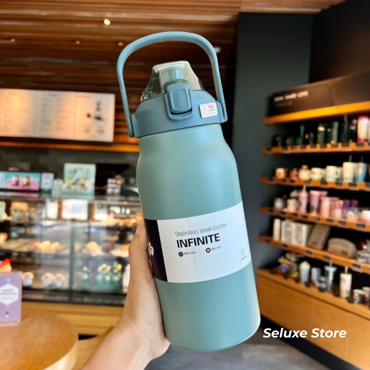 Giant Insulated Water Bottle with Straw & Handle – 44oz Stainless Steel Tumbler, Leak-Proof, Cold up to 12h