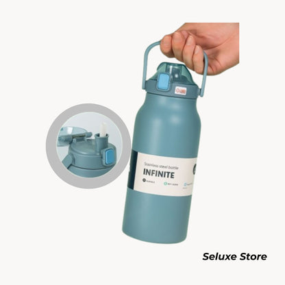 Giant Insulated Water Bottle with Straw & Handle – 44oz Stainless Steel Tumbler, Leak-Proof, Cold up to 12h