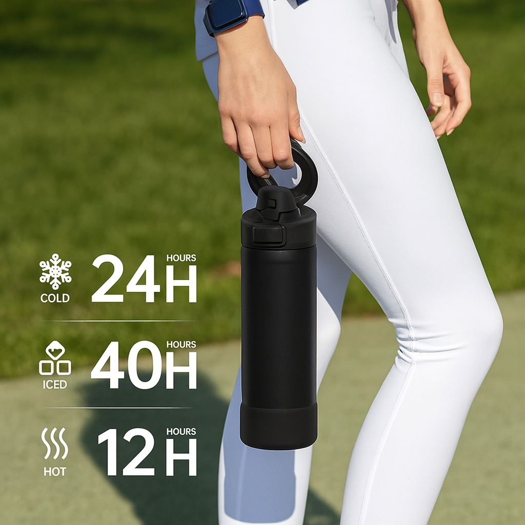 Magnetic Sports Water Bottle – Stainless Steel Thermos with Phone Holder & Leakproof Lid 32 oz