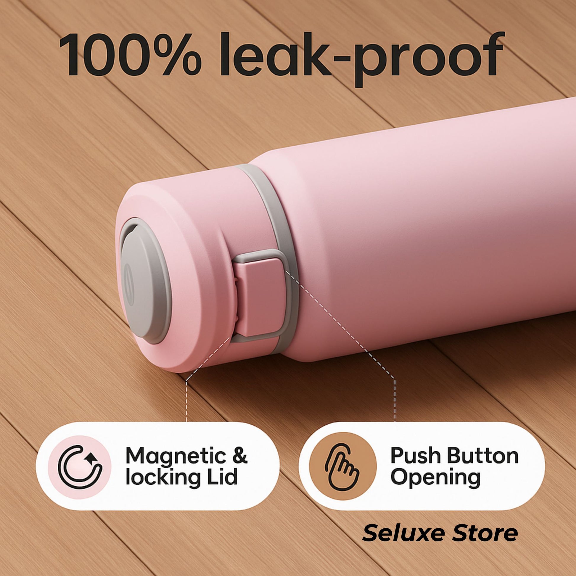 Magnetic Insulated Water Bottle 710ml (24oz) – Stainless Steel Thermos with Phone Holder & Leakproof Lid