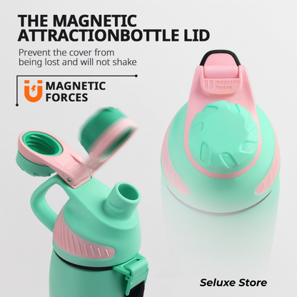 Magnetic Stainless Steel Thermo Bottle – 20oz (600ml) Sports Water Bottle with Leakproof & Insulated Vacuum Lid