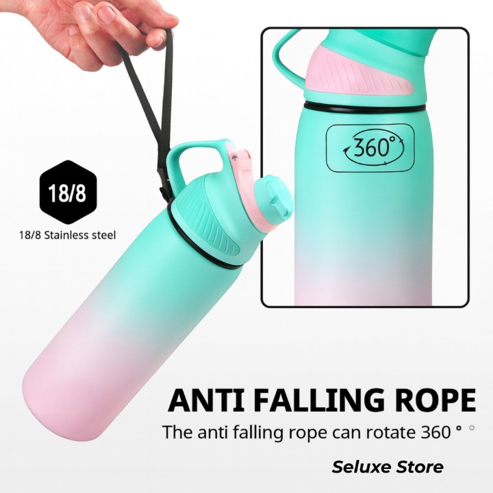 Magnetic Stainless Steel Thermo Bottle – 20oz (600ml) Sports Water Bottle with Leakproof & Insulated Vacuum Lid