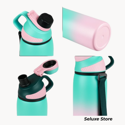 Magnetic Stainless Steel Thermo Bottle – 20oz (600ml) Sports Water Bottle with Leakproof & Insulated Vacuum Lid