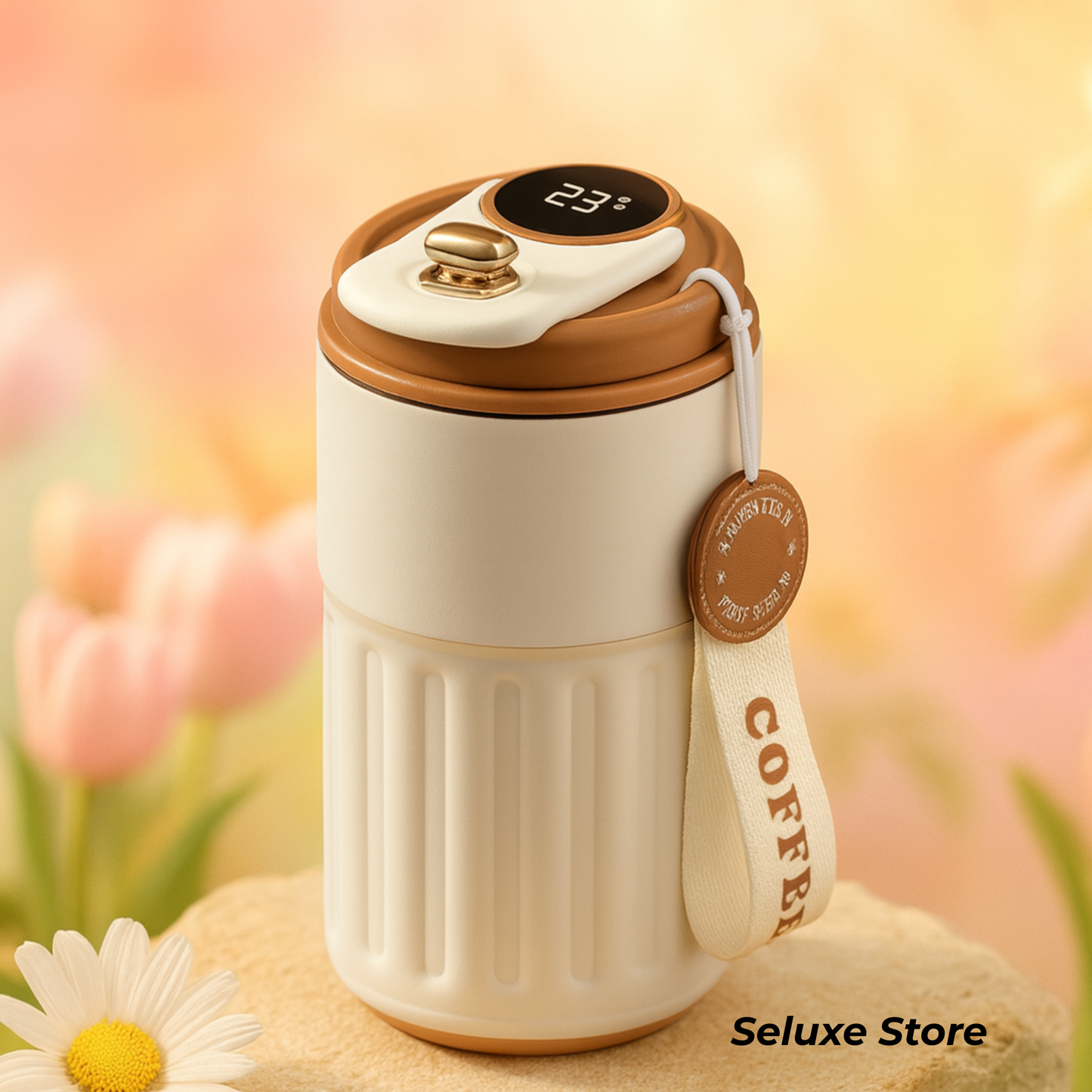 Stainless Steel Insulated Coffee Mug with Temperature Display – 500ml Smart Travel Cup with Leakproof Lid, for Office & Car