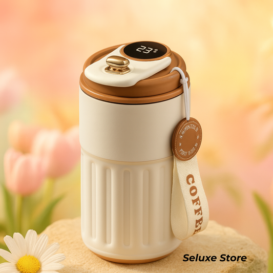 Stainless Steel Insulated Coffee Mug with Temperature Display – 500ml Smart Travel Cup with Leakproof Lid, for Office & Car