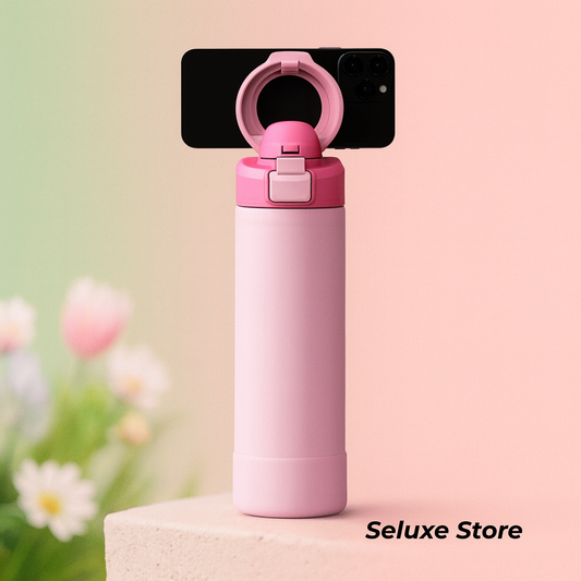 Magnetic Insulated Water Bottle 710ml (24oz) – Stainless Steel Thermos with Phone Holder & Leakproof Lid
